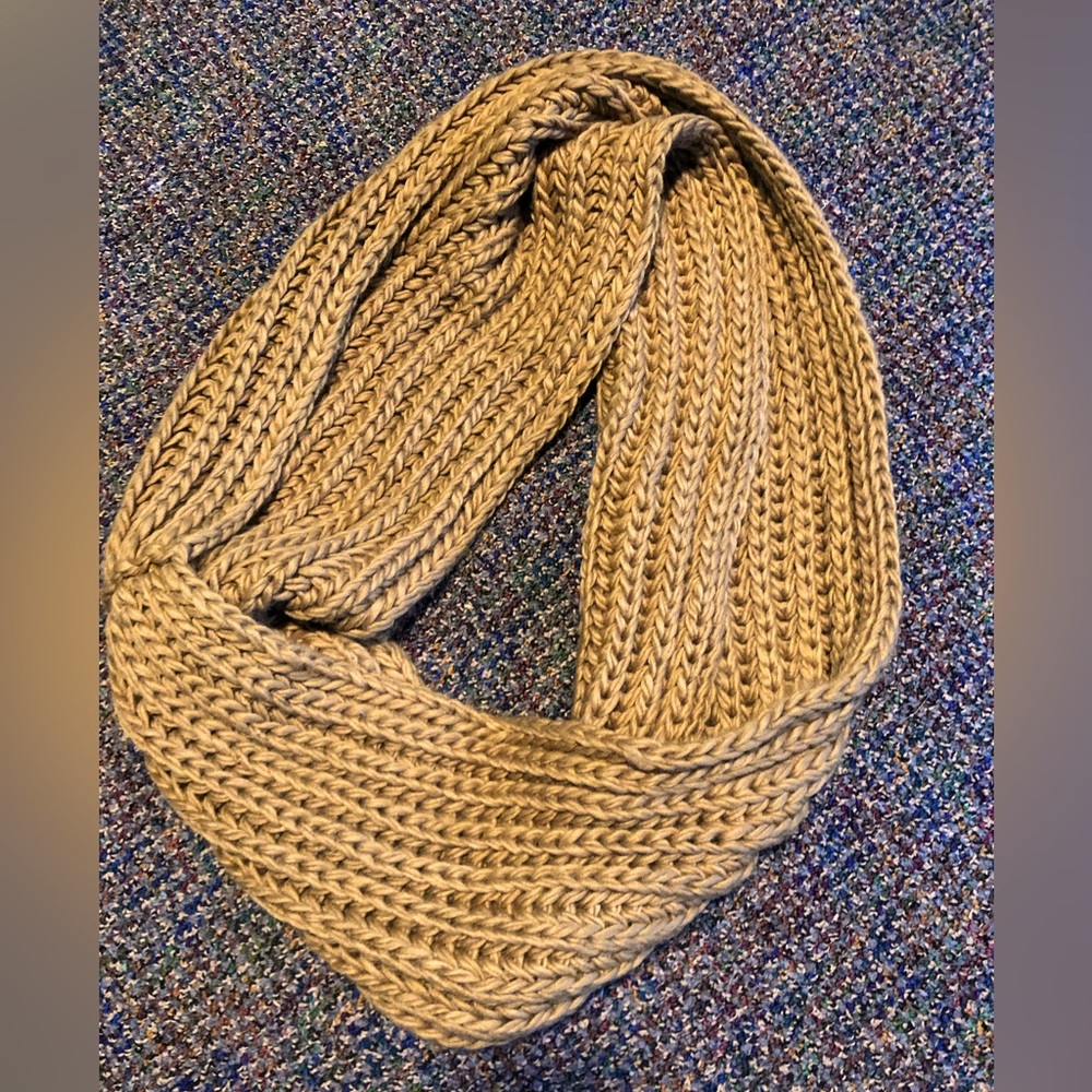 Knitted Brown Infinity Scarf.